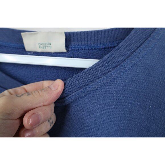 Vintage 90s Streetwear Womens 2XL Faded Nature Cat Kitten Bird Sweatshirt Blue - Picture 6 of 16